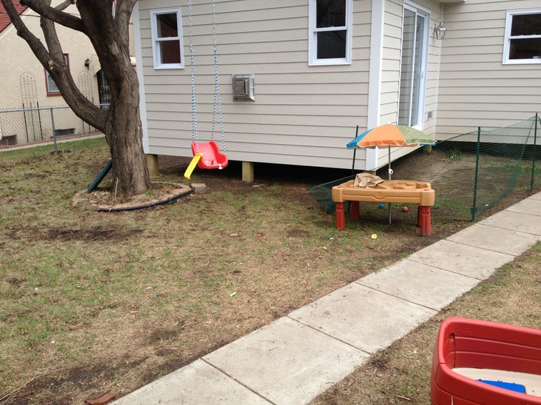 Before of tree, patio door and yard